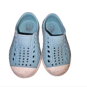 Native Kids Shoes - Light Blue and White